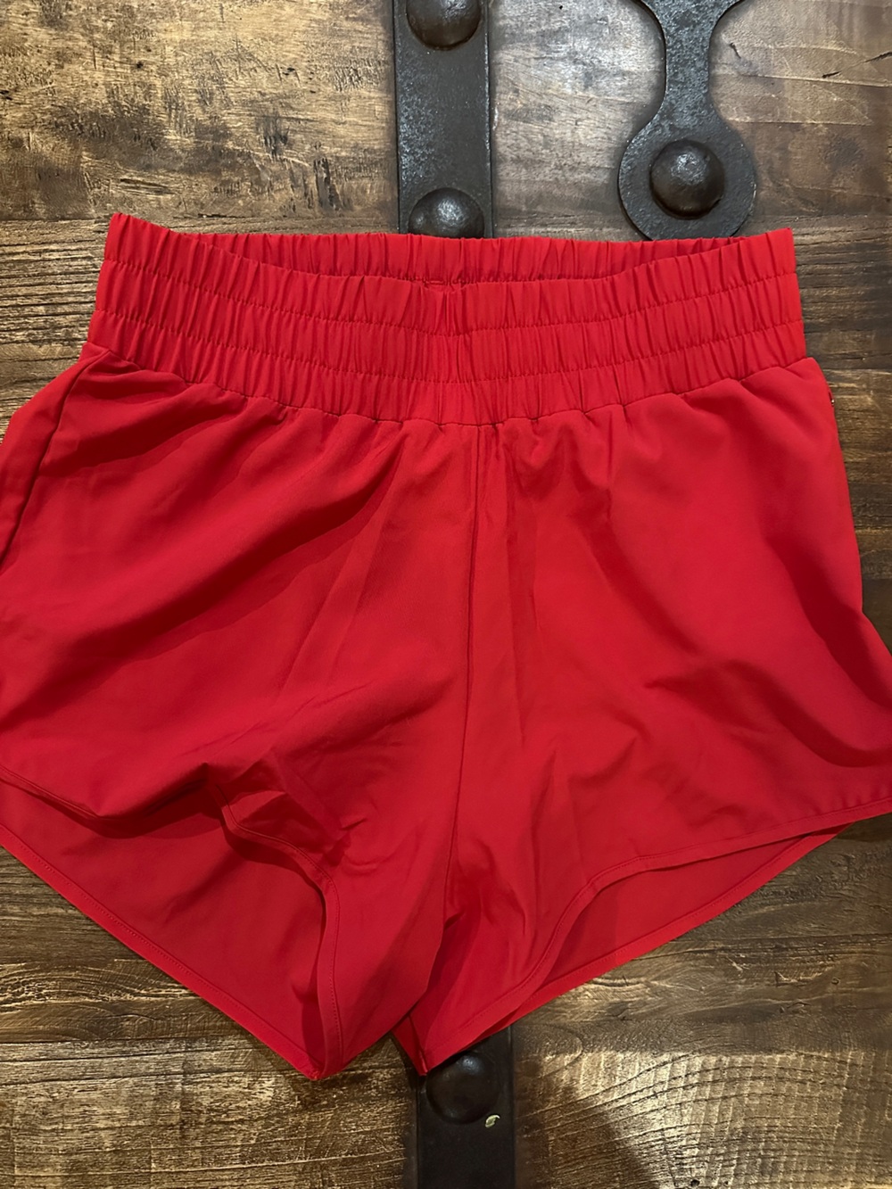 FLEO Women's High-Waist Athletic Shorts - Red
